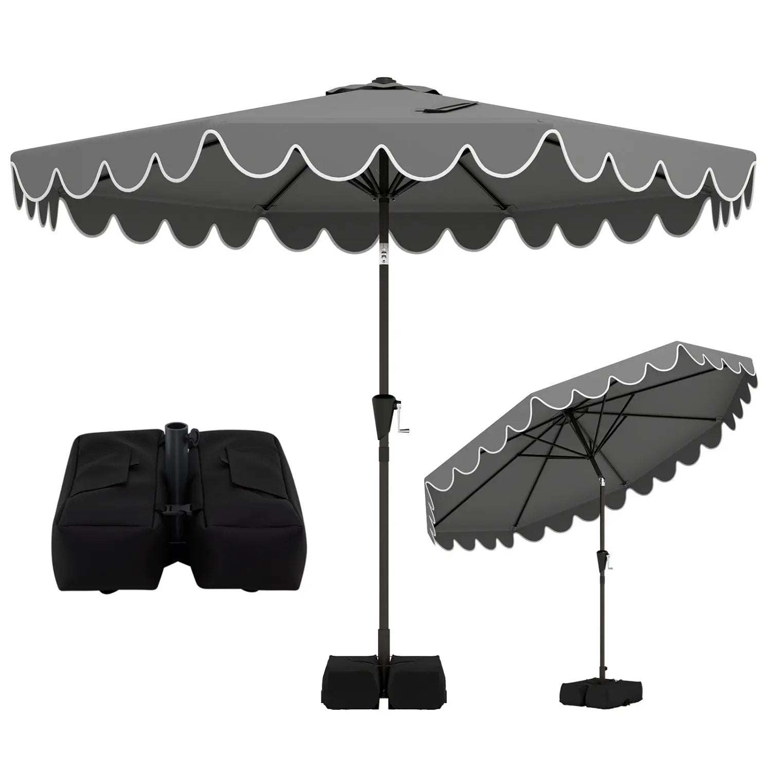 10 Feet Patio Umbrella with Weighted Base and Sandbags by DirectDeals