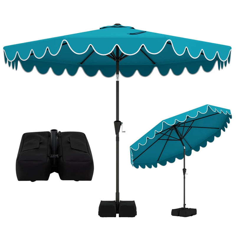 10 Feet Patio Umbrella with Weighted Base and Sandbags by DirectDeals