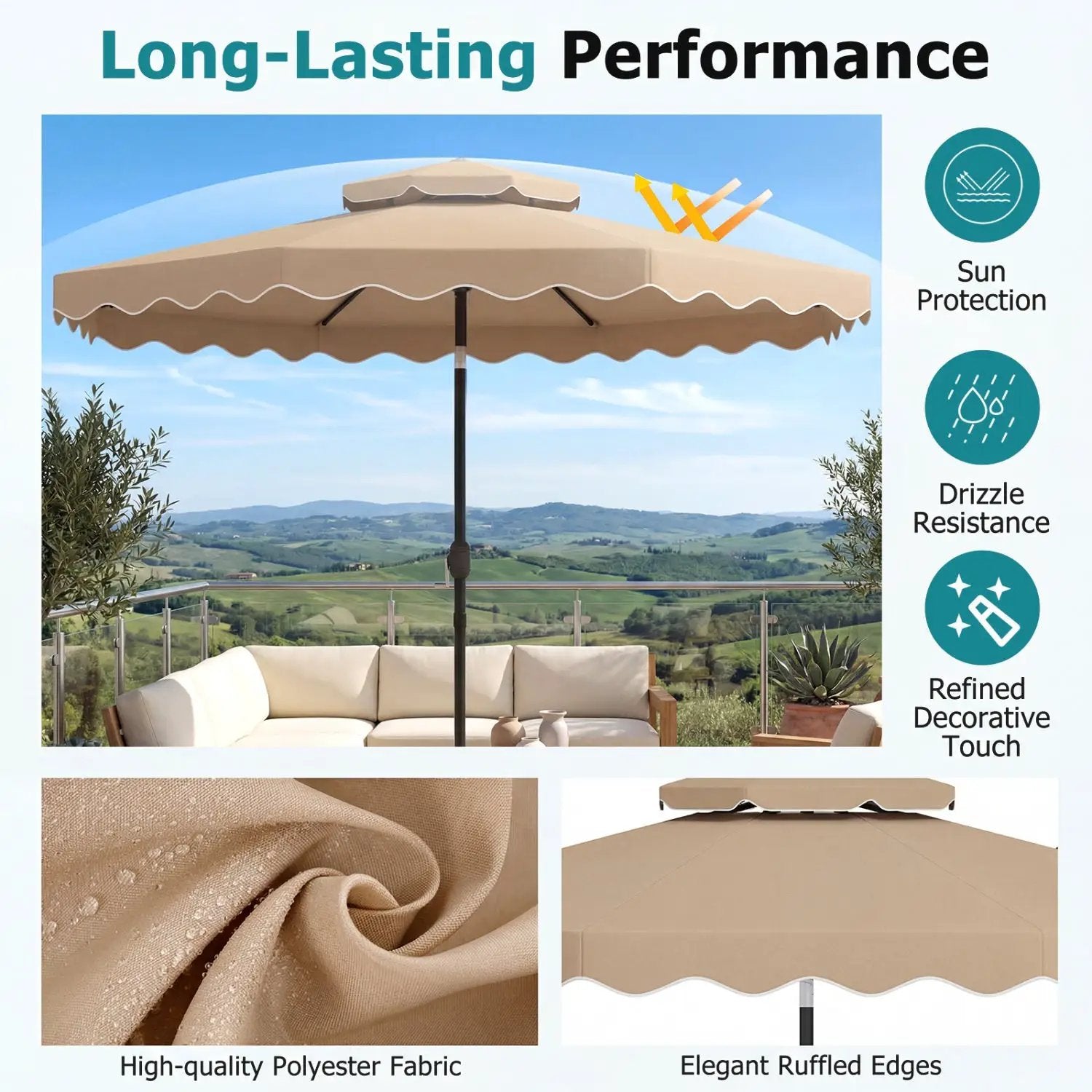 10 Ft Patio Umbrella with Push Button Tilt and Crank by DirectDeals