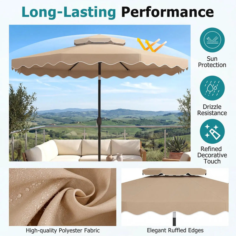10 Ft Patio Umbrella with Push Button Tilt and Crank by DirectDeals