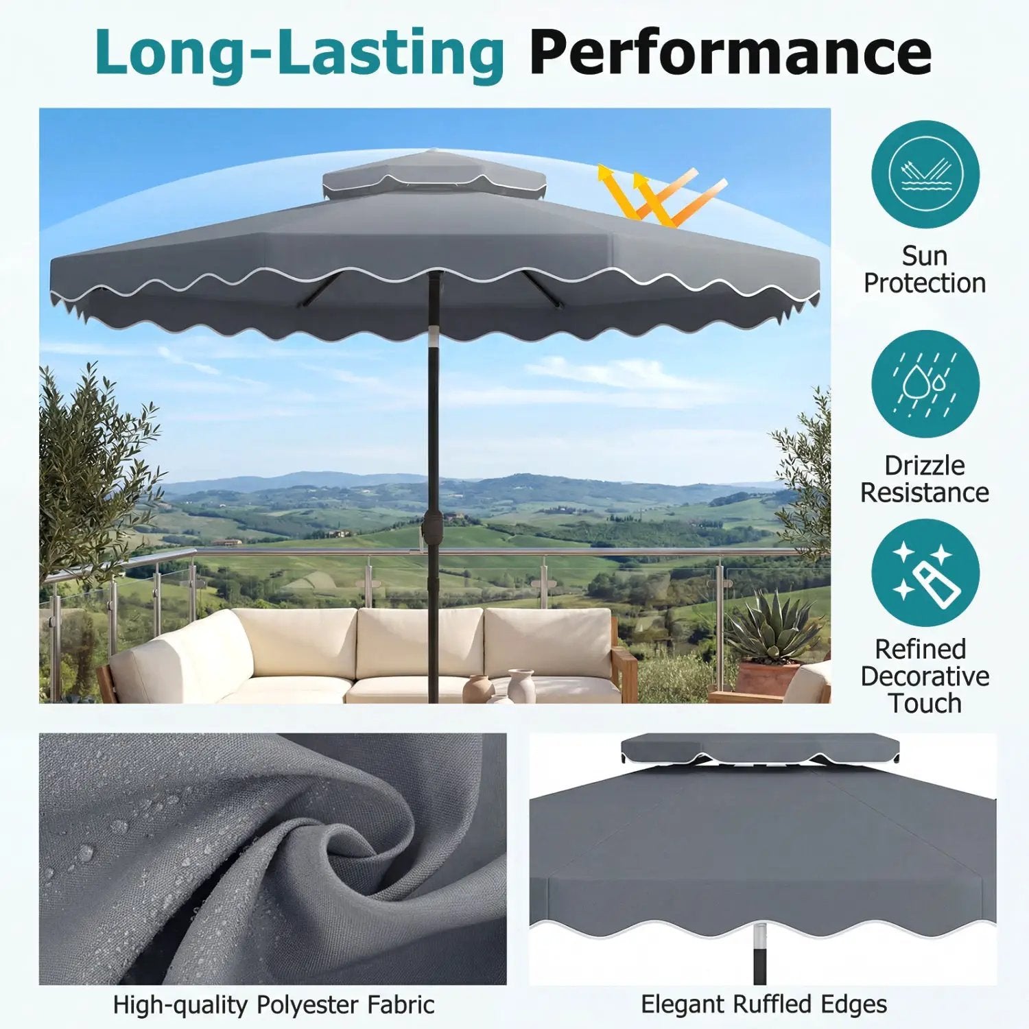 10 Ft Patio Umbrella with Push Button Tilt and Crank by DirectDeals