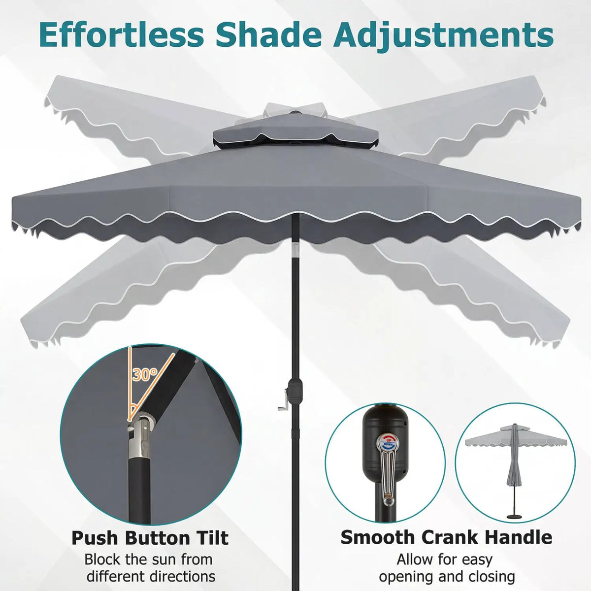 10 Ft Patio Umbrella with Push Button Tilt and Crank by DirectDeals