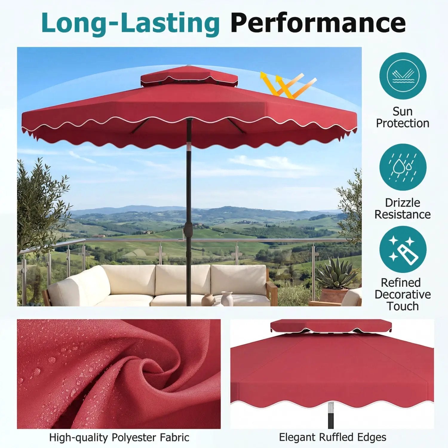 10 Ft Patio Umbrella with Push Button Tilt and Crank by DirectDeals