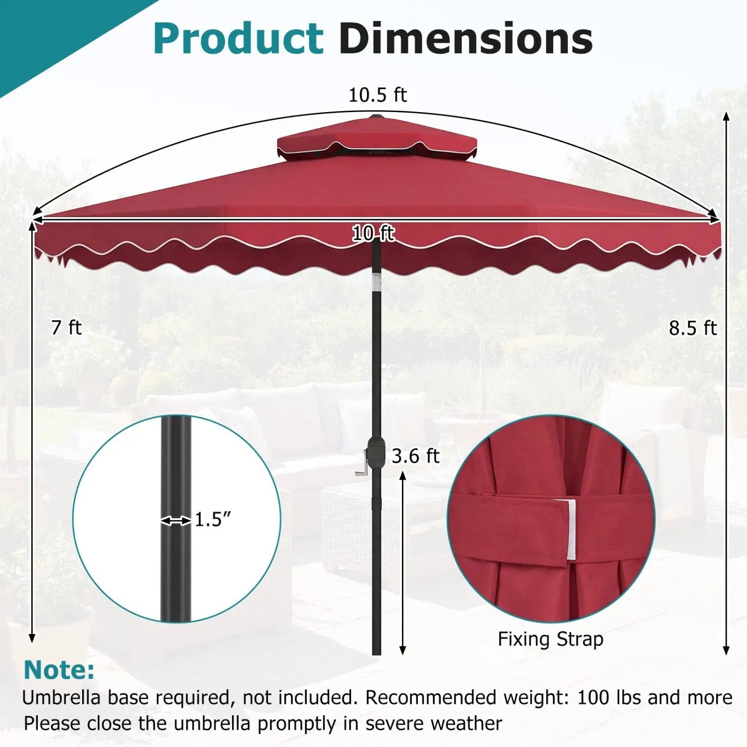 10 Ft Patio Umbrella with Push Button Tilt and Crank by DirectDeals