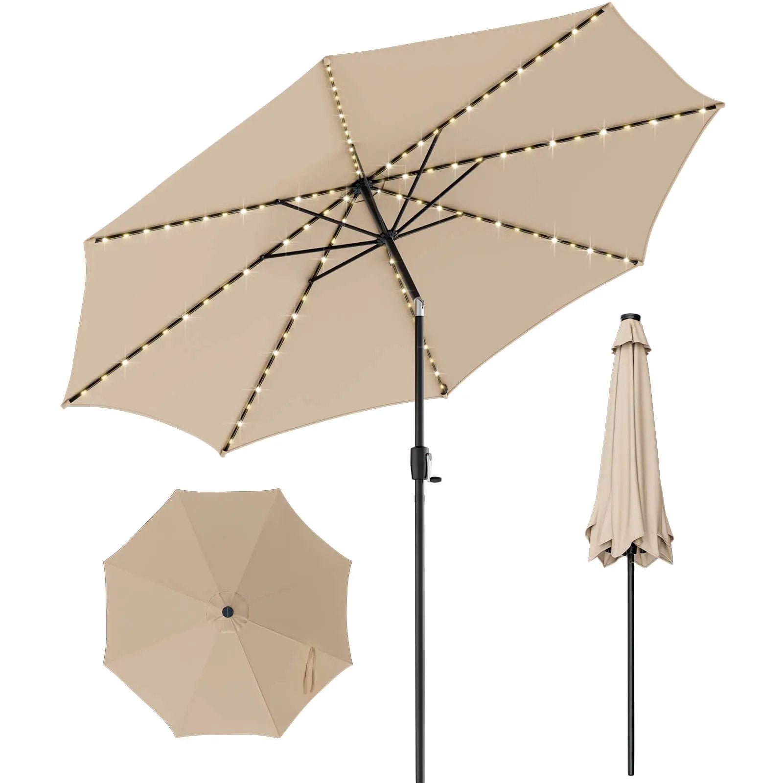 10 Feet Patio Umbrella with 112 Solar Lights and Crank Handle by DirectDeals
