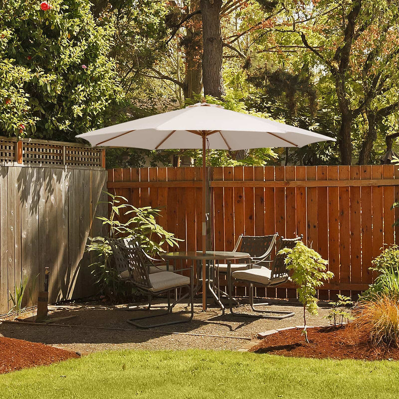 10 Feet Patio Umbrella with 8 Wooden Ribs and 3 Adjustable Heights by DirectDeals