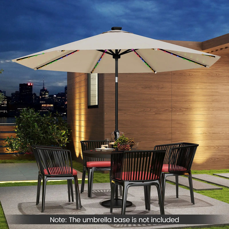 10 Feet Solar Patio Umbrella with 96 Multi-Colored Flowing LED Lights and Tilt Adjustment by DirectDeals