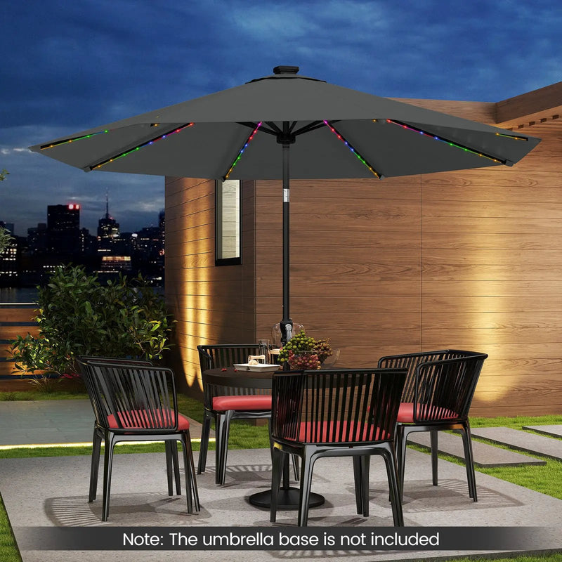 10 Feet Solar Patio Umbrella with 96 Multi-Colored Flowing LED Lights and Tilt Adjustment by DirectDeals