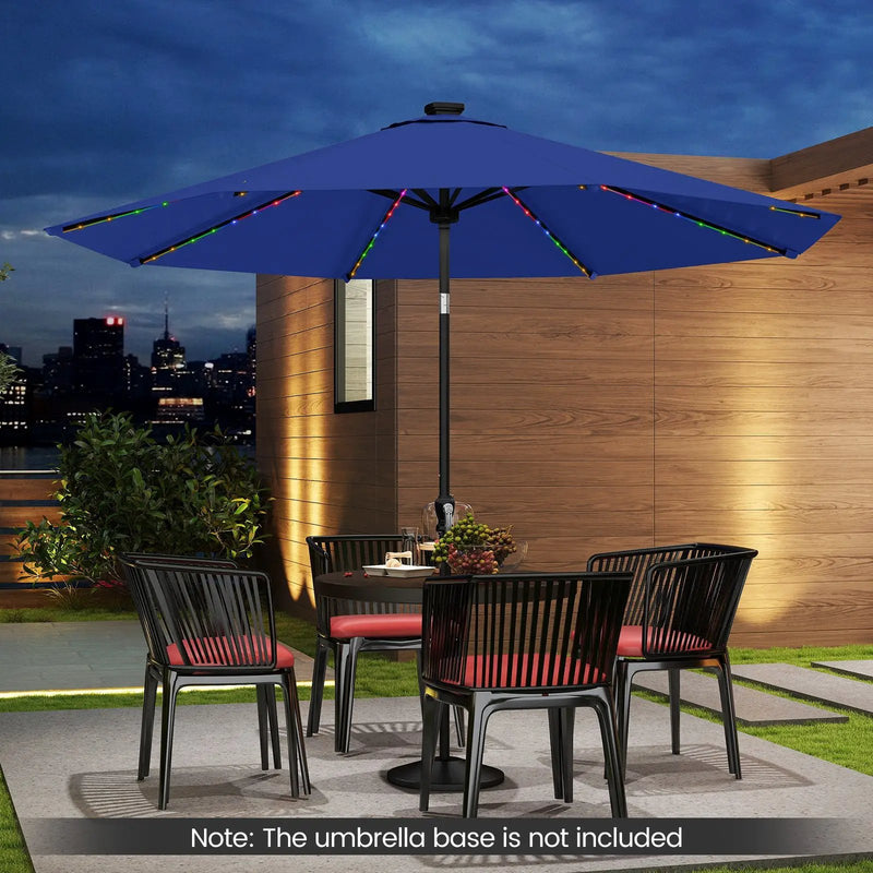 10 Feet Solar Patio Umbrella with 96 Multi-Colored Flowing LED Lights and Tilt Adjustment by DirectDeals