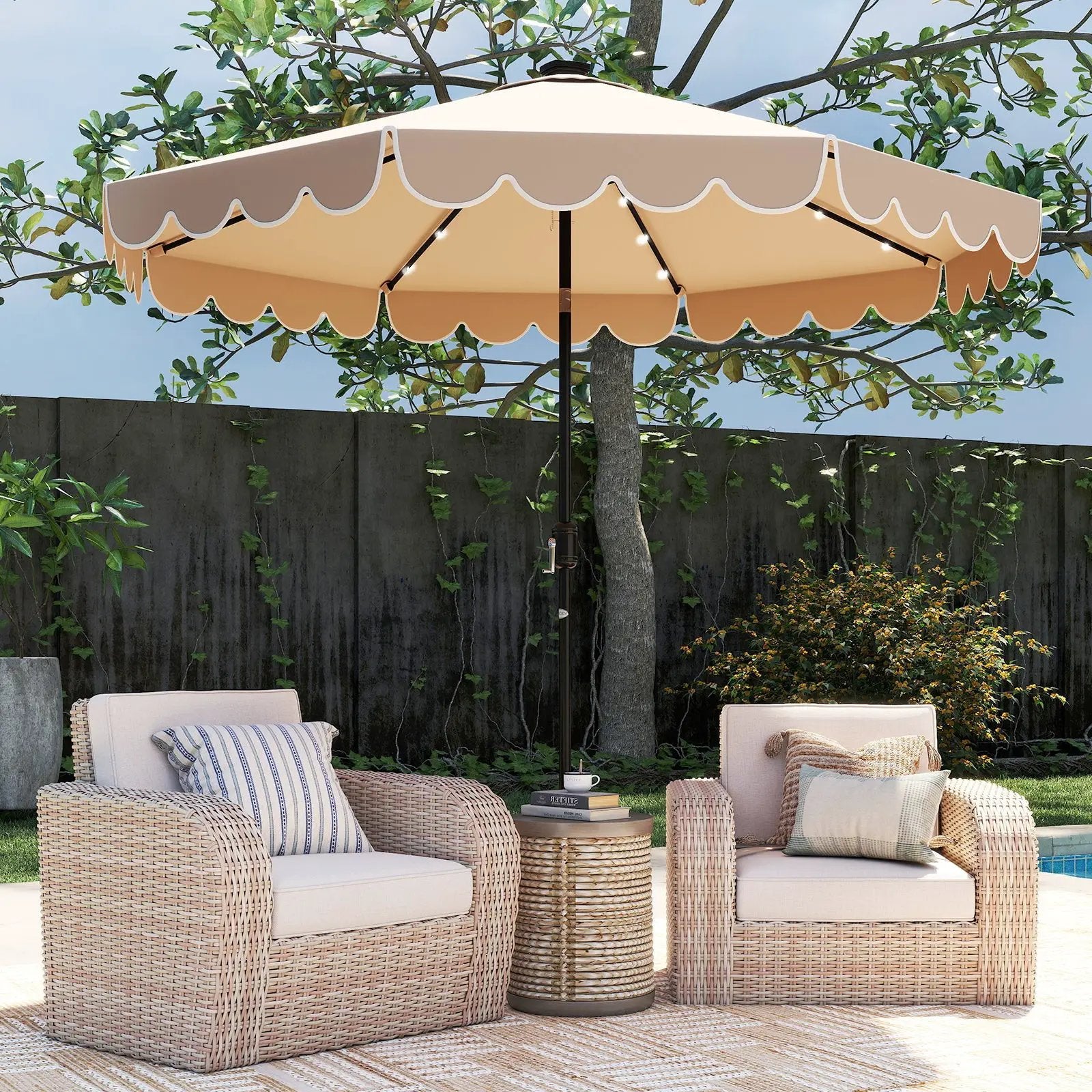 10 Feet Solar Patio Umbrella with 24 LED Lights by DirectDeals