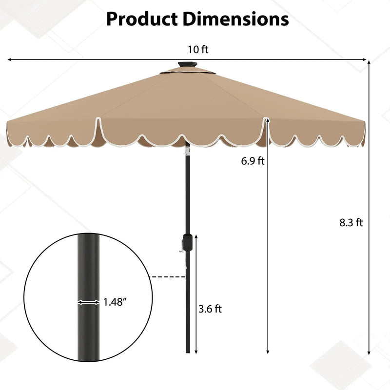 10 Feet Solar Patio Umbrella with 24 LED Lights by DirectDeals