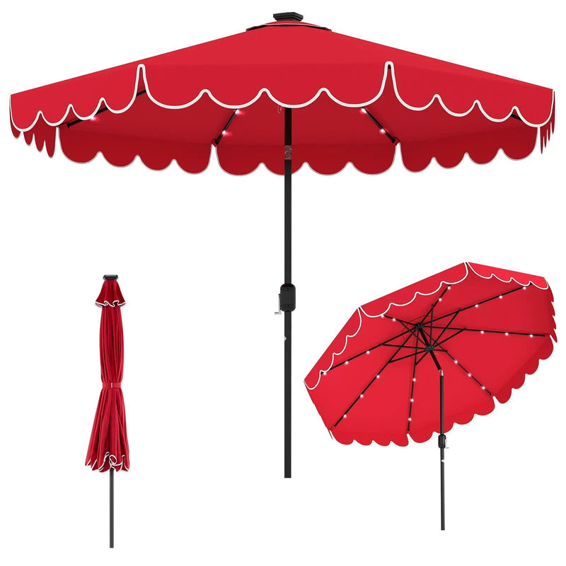 10 Feet Solar Patio Umbrella with 24 LED Lights by DirectDeals
