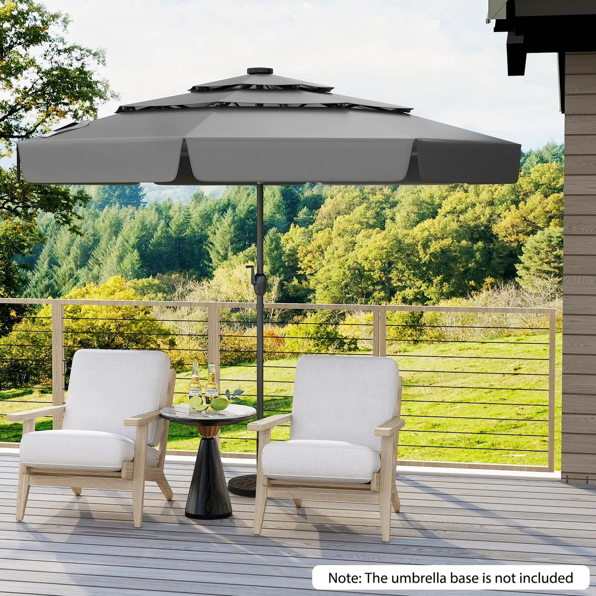 10 Feet Solar Patio Umbrella with 3-Tier Vented Top by DirectDeals