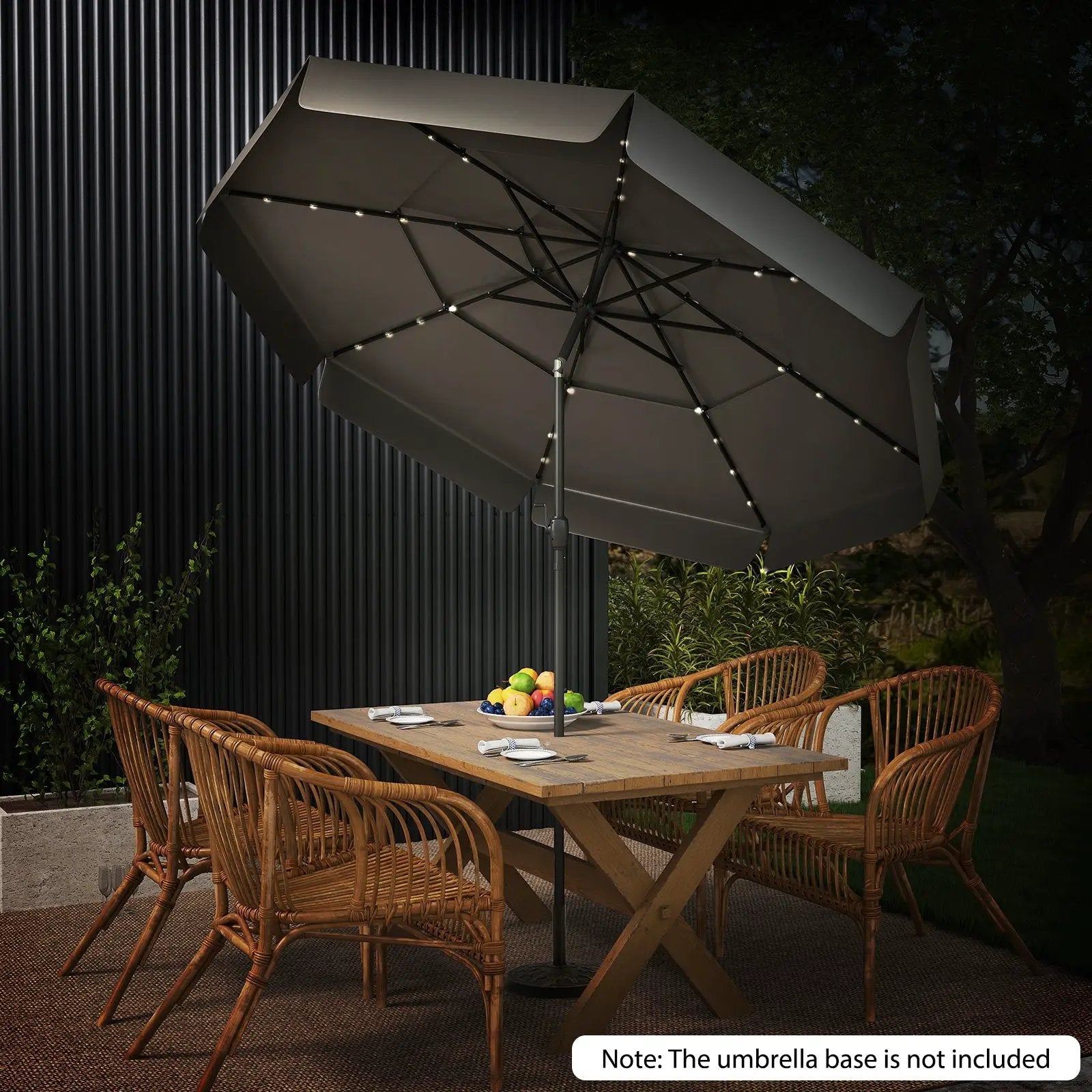 10 Feet Solar Patio Umbrella with 3-Tier Vented Top by DirectDeals