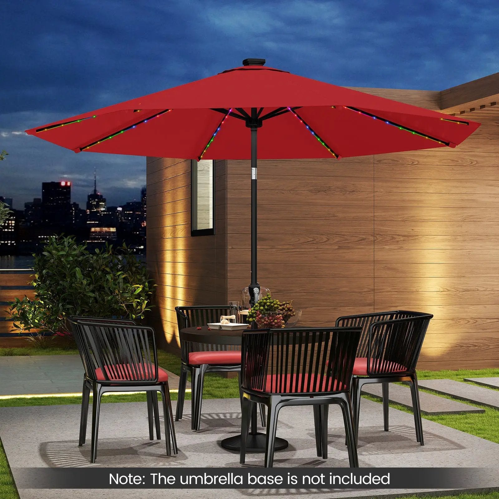 10 Feet Solar Patio Umbrella with 96 Multi-Colored Flowing LED Lights and Tilt Adjustment by DirectDeals