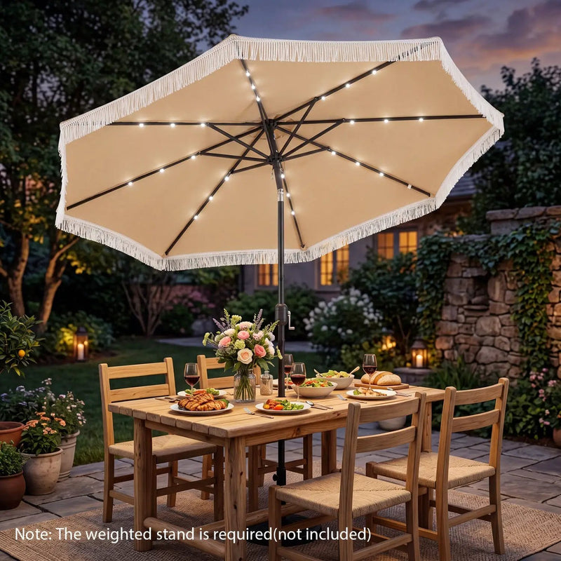 10 Feet Solar Patio Umbrella with 24 LED Lights for Yard by DirectDeals