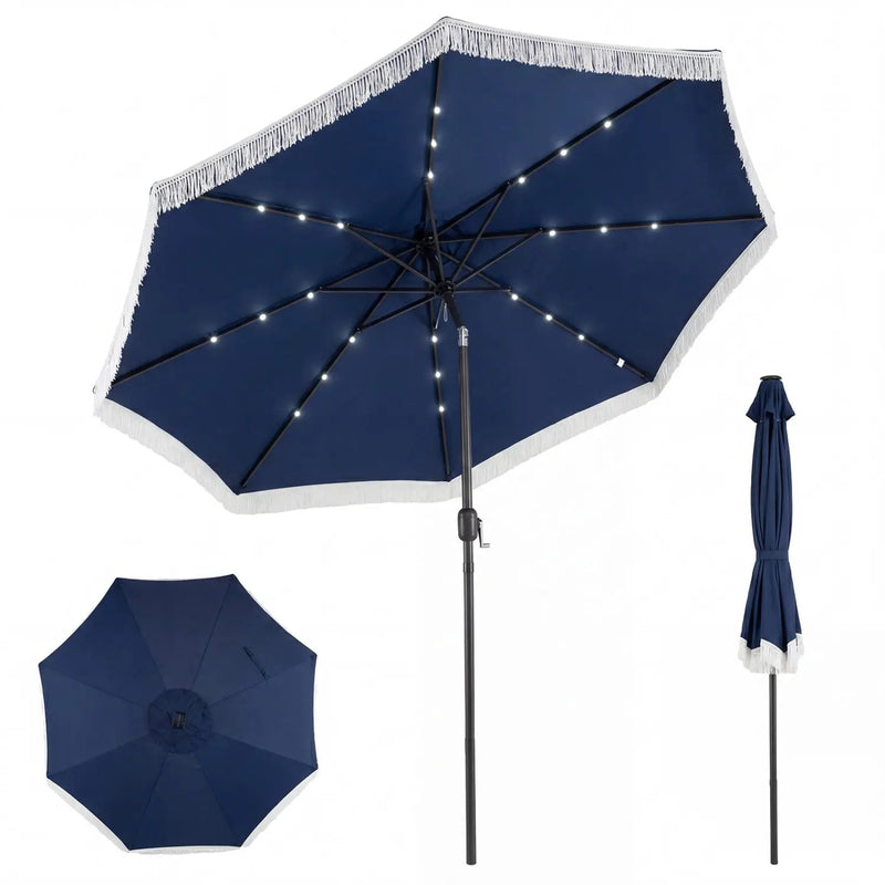 10 Feet Solar Patio Umbrella with 24 LED Lights for Yard by DirectDeals
