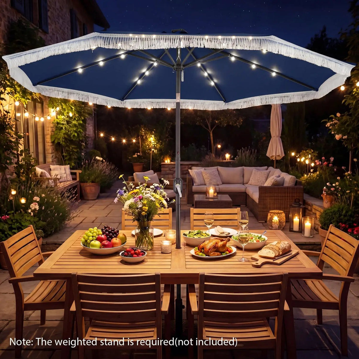 10 Feet Solar Patio Umbrella with 24 LED Lights for Yard by DirectDeals