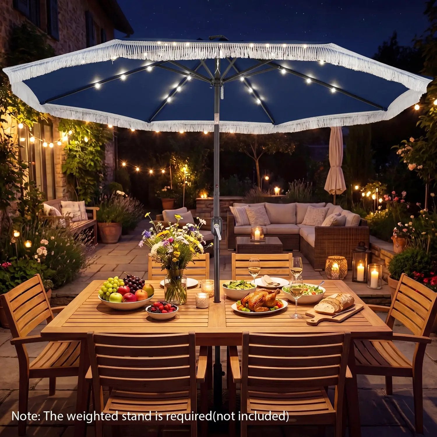 10 Feet Solar Patio Umbrella with 24 LED Lights for Yard by DirectDeals