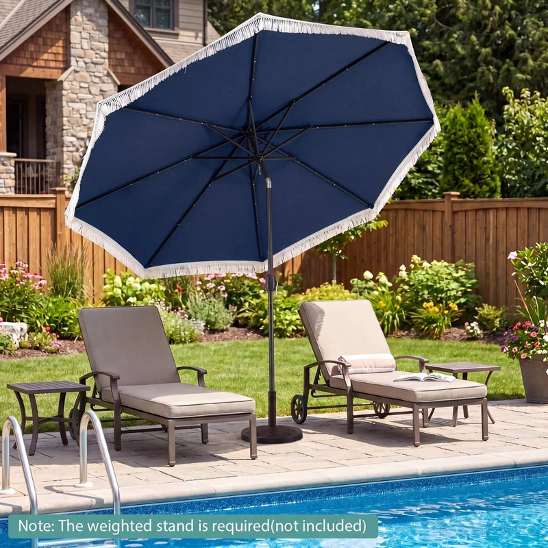 10 Feet Solar Patio Umbrella with 24 LED Lights for Yard by DirectDeals