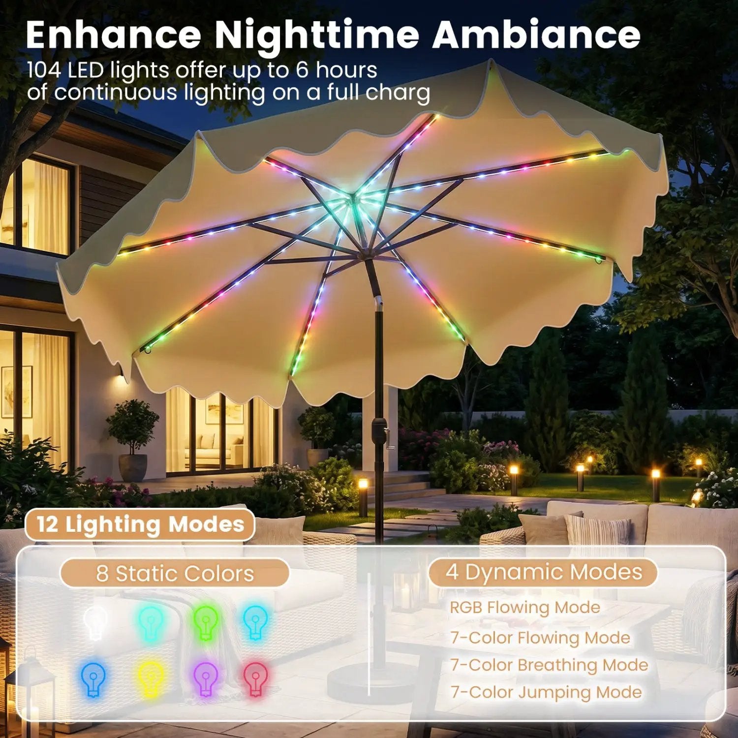 10 Ft Solar Patio Umbrella with LED Lights by DirectDeals