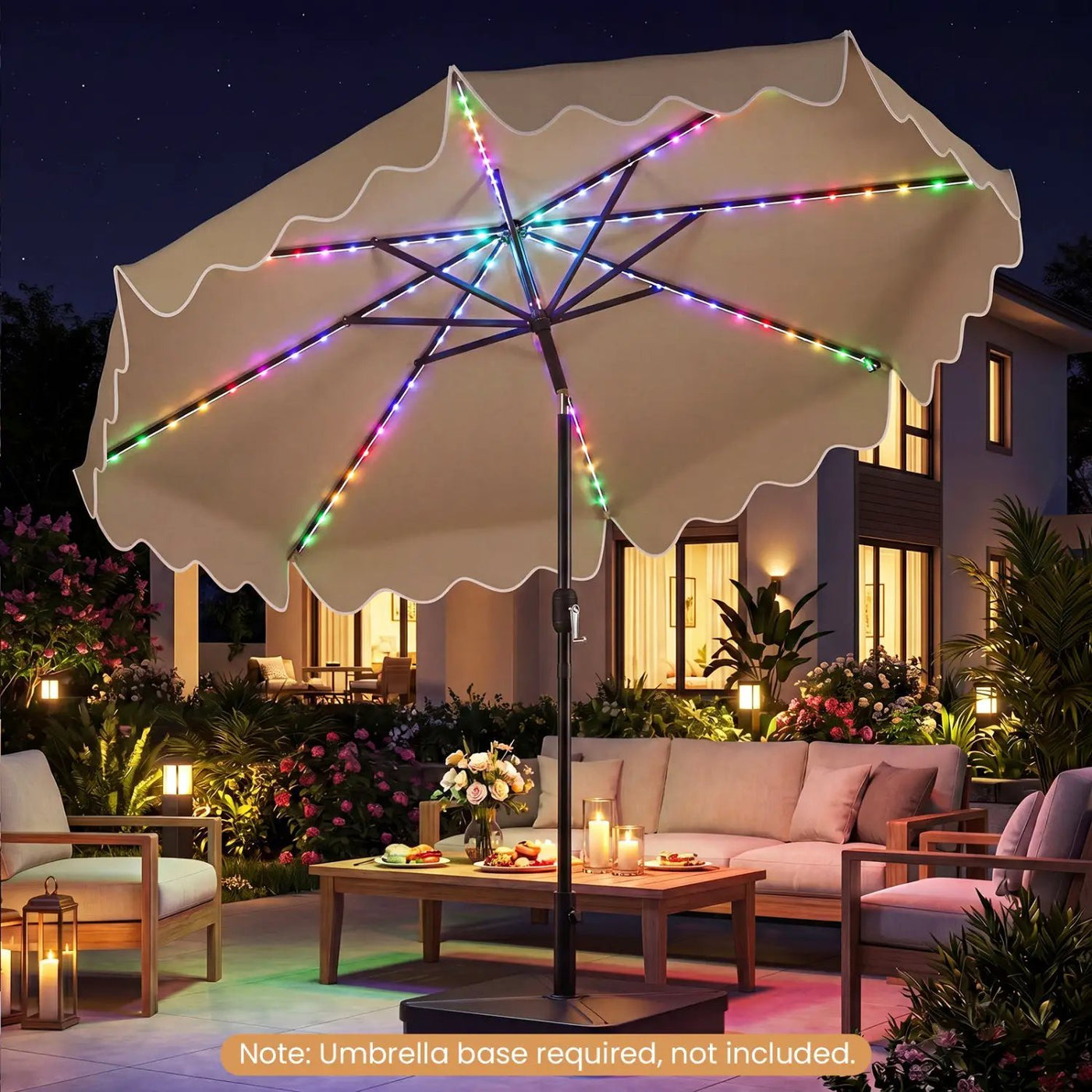 10 Ft Solar Patio Umbrella with LED Lights by DirectDeals