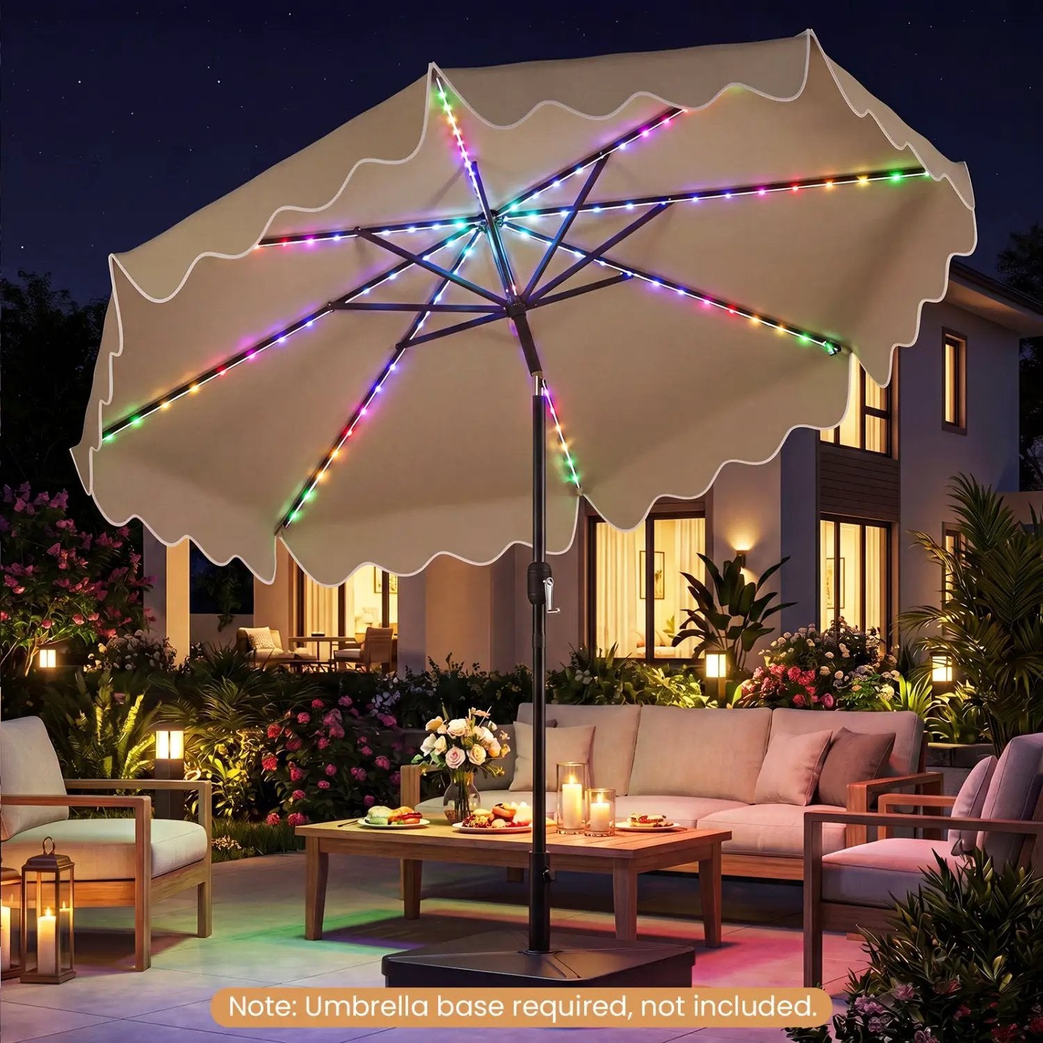 10 Ft Solar Patio Umbrella with LED Lights by DirectDeals