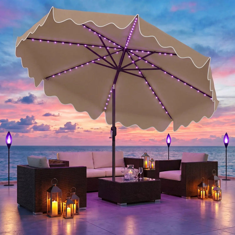10 Ft Solar Patio Umbrella with LED Lights by DirectDeals