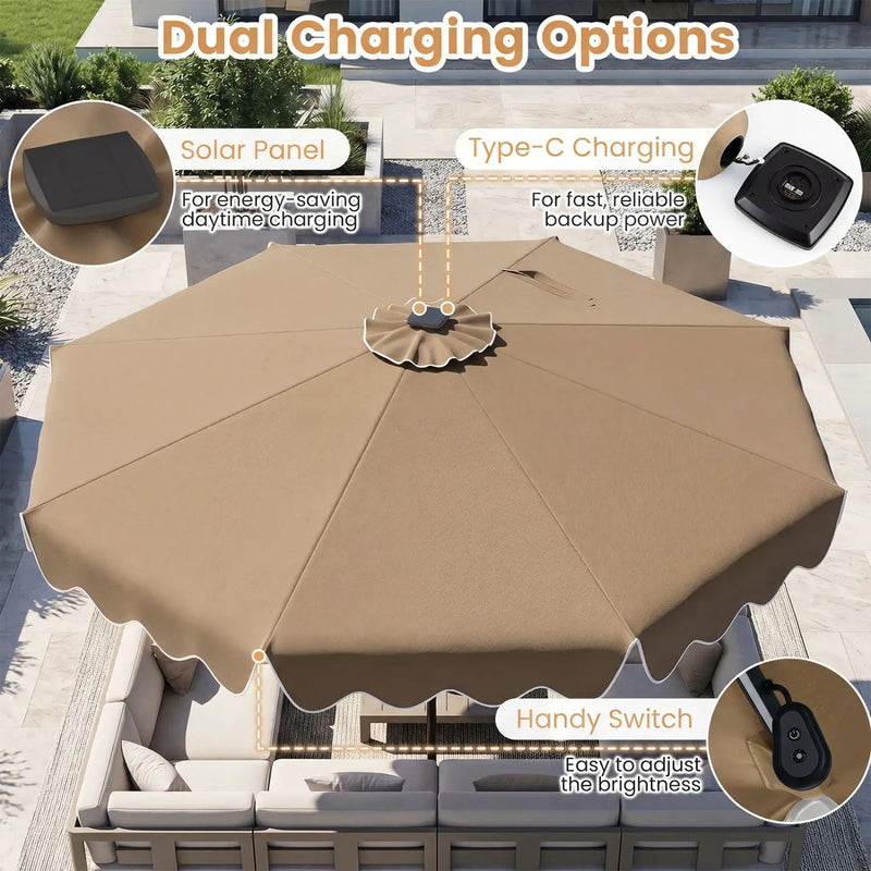 10 Ft Solar Patio Umbrella with LED Lights by DirectDeals