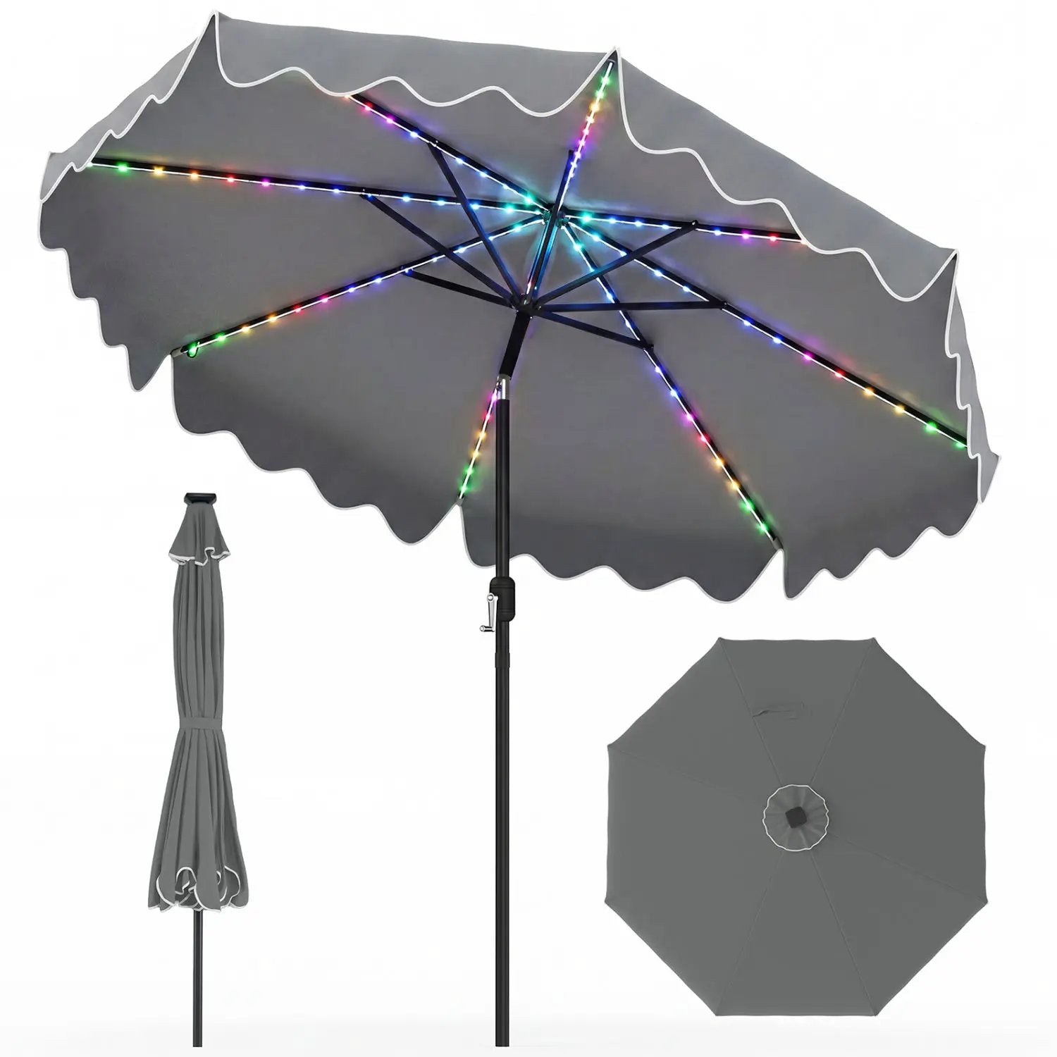 10 Ft Solar Patio Umbrella with LED Lights by DirectDeals