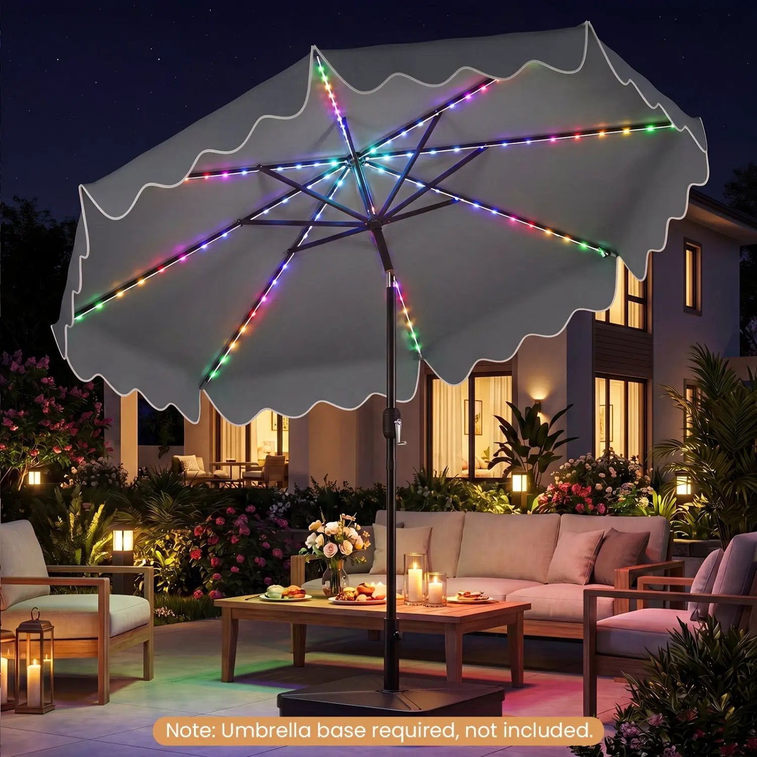 10 Ft Solar Patio Umbrella with LED Lights by DirectDeals