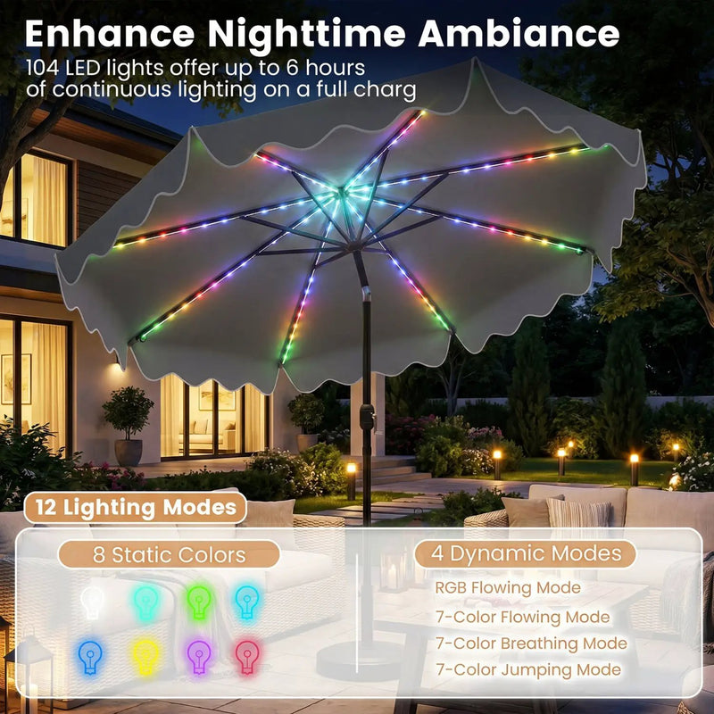 10 Ft Solar Patio Umbrella with LED Lights by DirectDeals