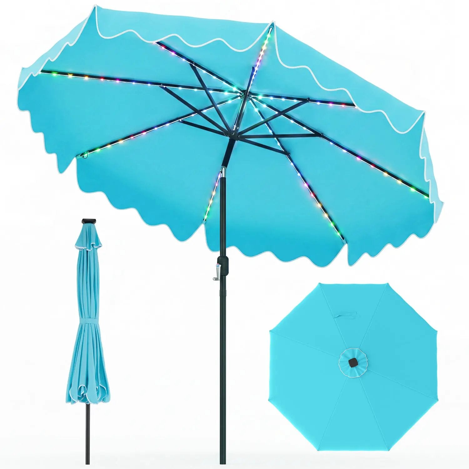 10 Ft Solar Patio Umbrella with LED Lights by DirectDeals