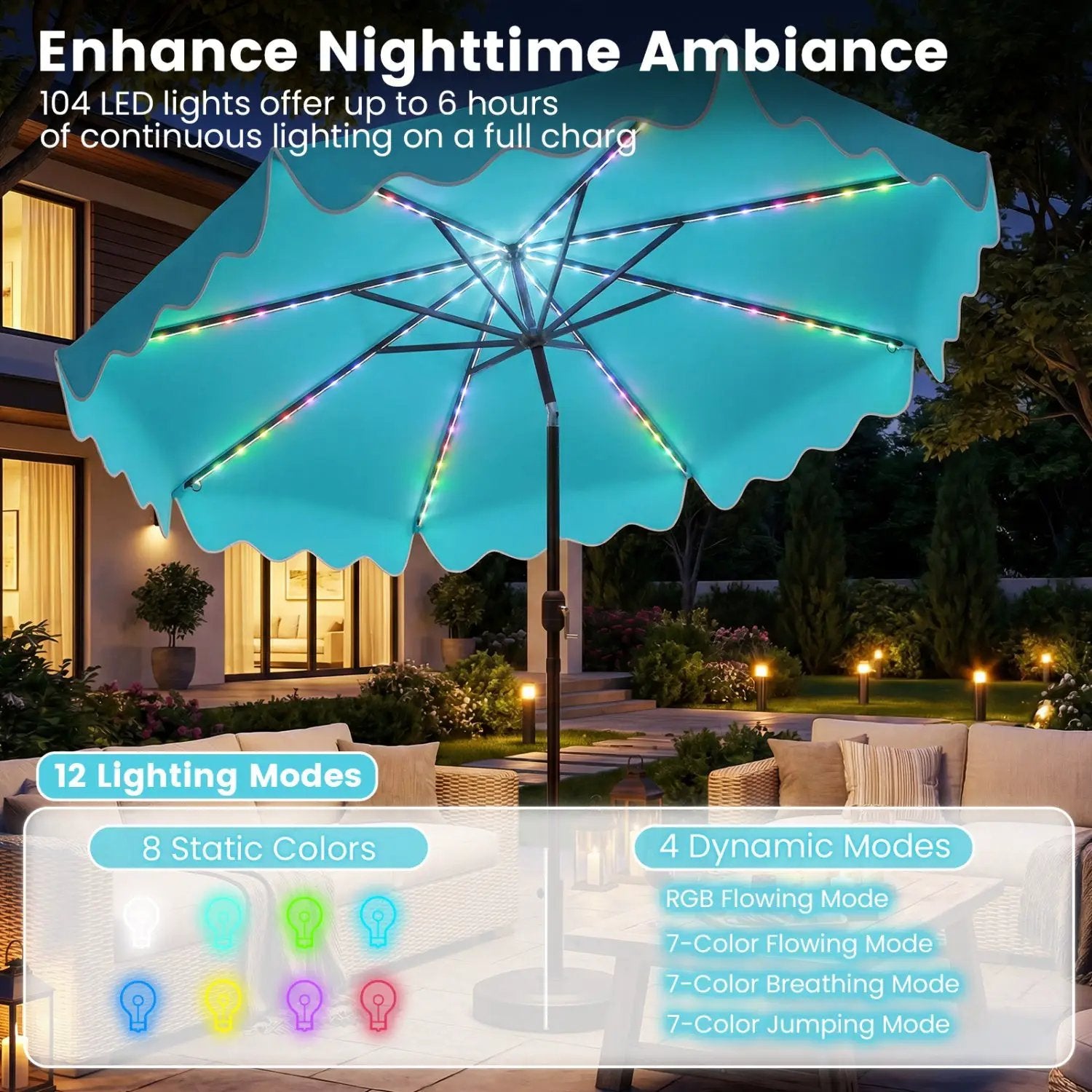 10 Ft Solar Patio Umbrella with LED Lights by DirectDeals