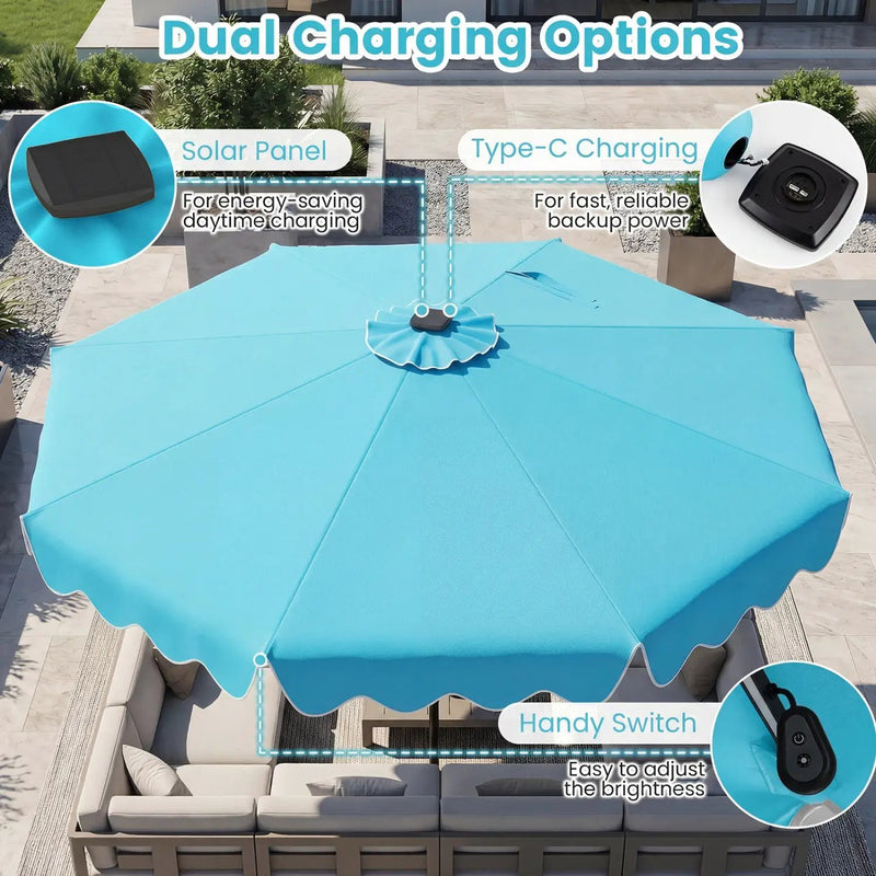 10 Ft Solar Patio Umbrella with LED Lights by DirectDeals