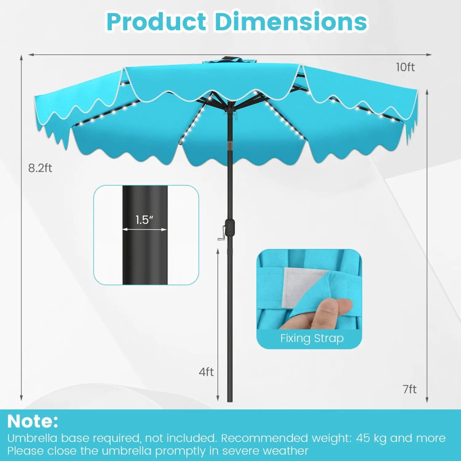 10 Ft Solar Patio Umbrella with LED Lights by DirectDeals