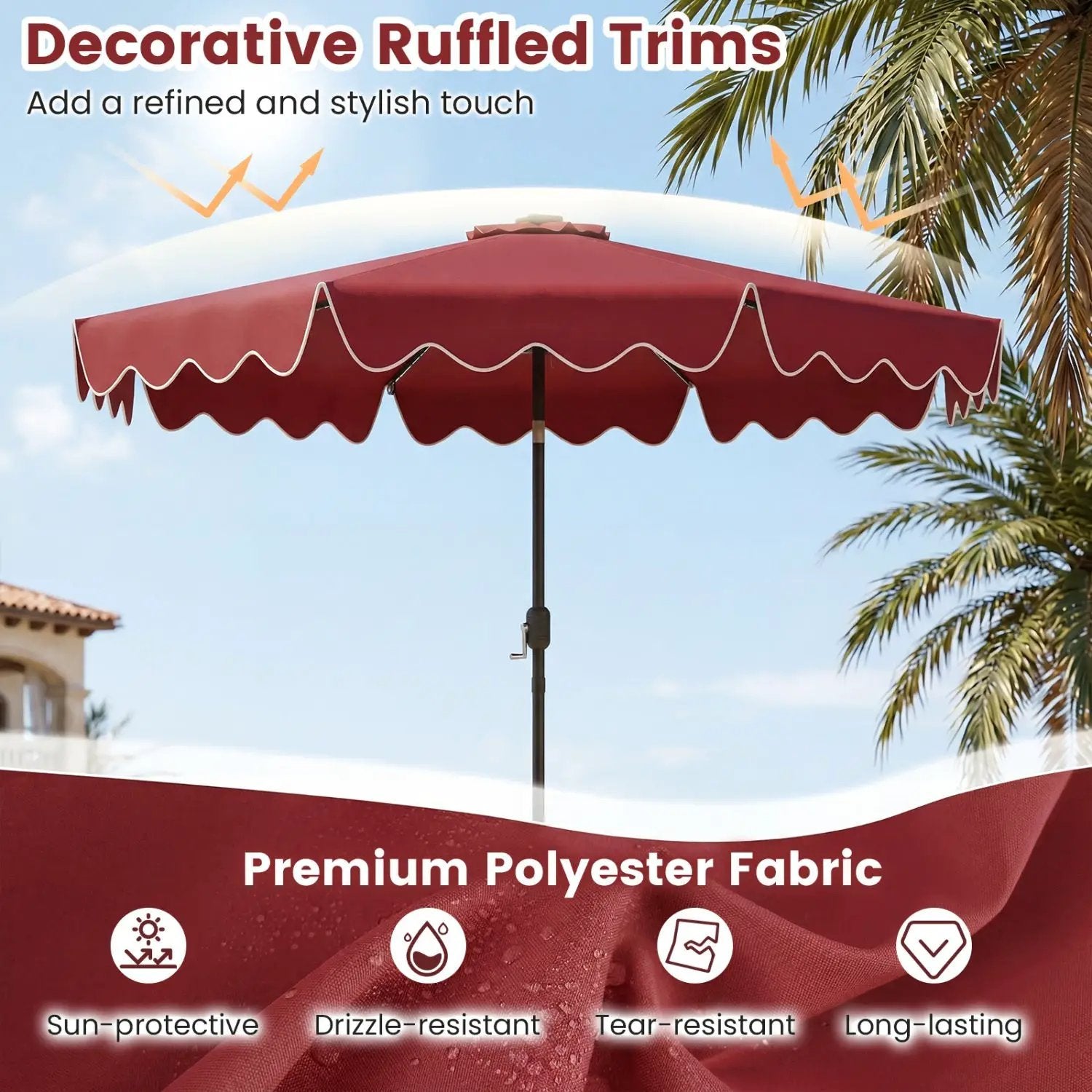 10 Ft Solar Patio Umbrella with LED Lights by DirectDeals