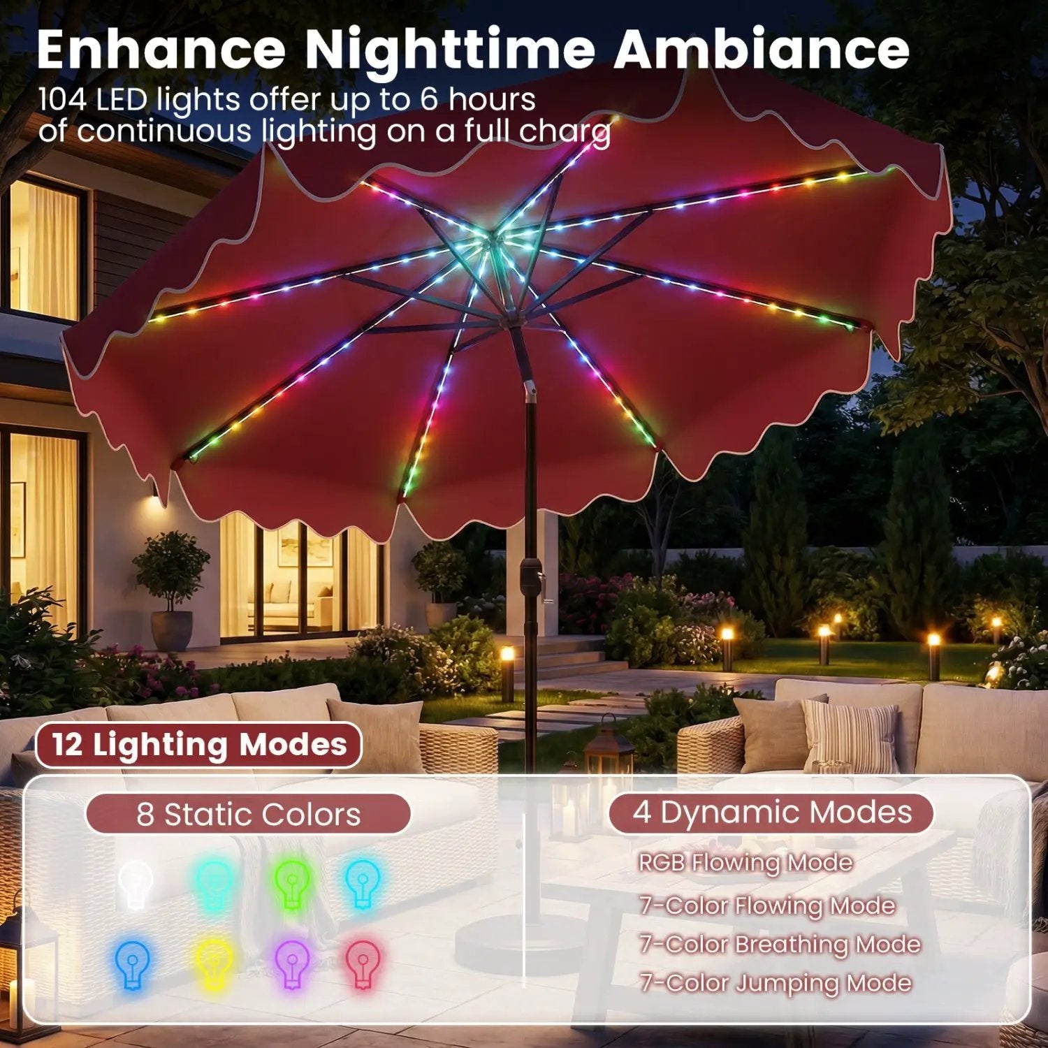 10 Ft Solar Patio Umbrella with LED Lights by DirectDeals
