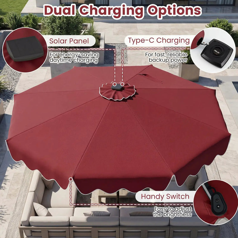10 Ft Solar Patio Umbrella with LED Lights by DirectDeals
