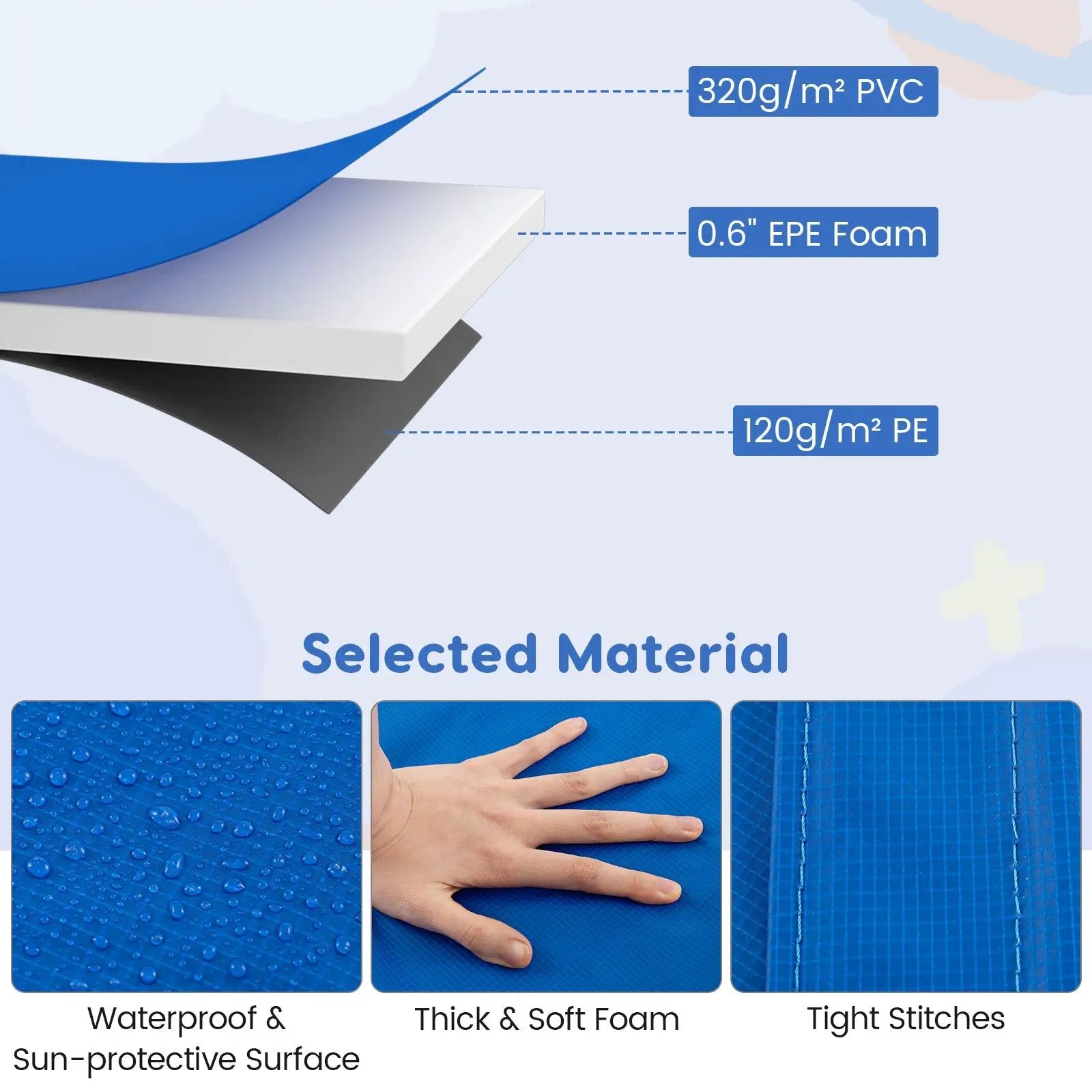 8-16 FT Trampoline Pad Replacement Safety Pad with Fixing Straps (Blue) by DirectDeals