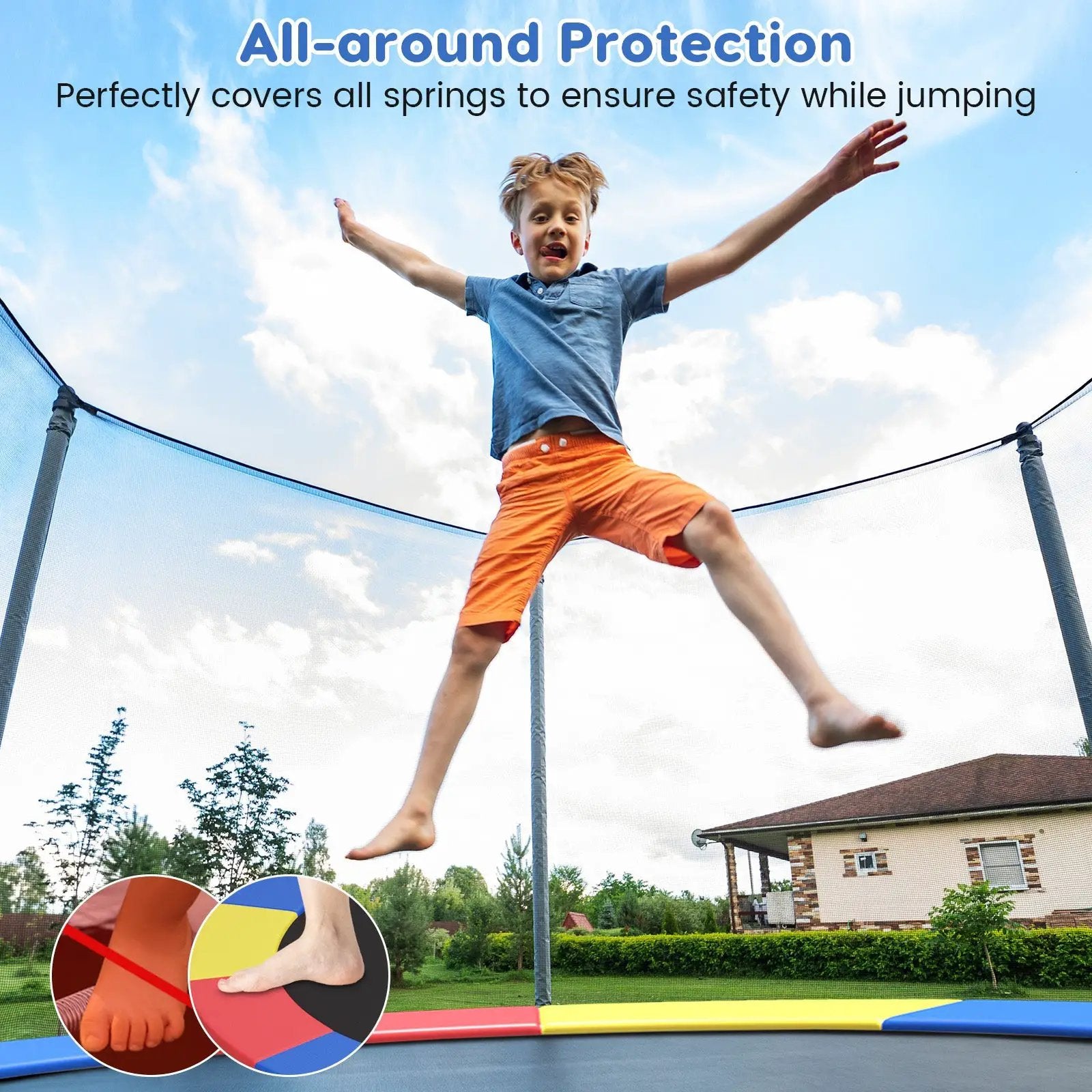 8-16 FT Trampoline Pad Replacement Safety Pad with Fixing Straps (Multicolor) by DirectDeals