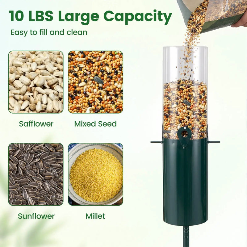10 LBS Large Capacity Squirrel Proof Bird Feeder with Pole Mount and Baffle by DirectDeals