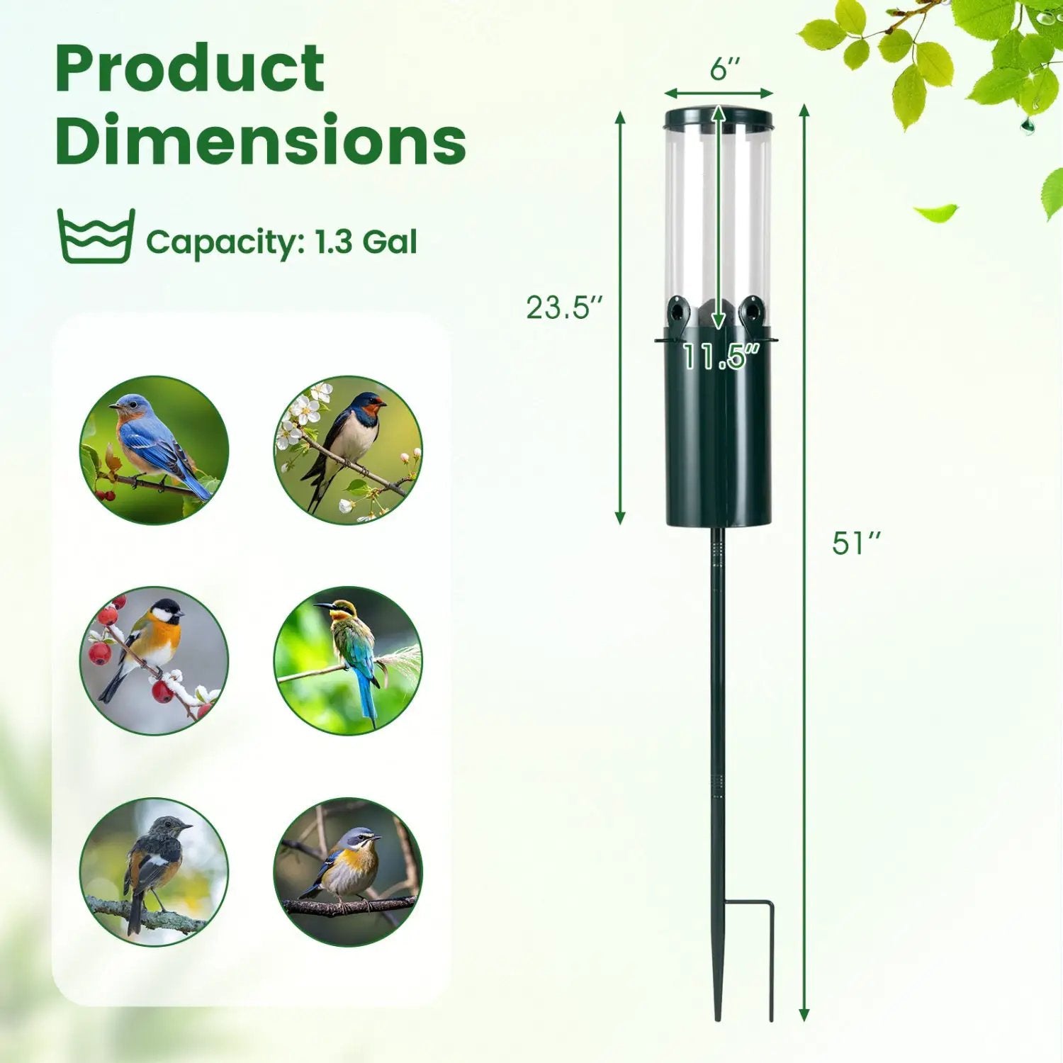 10 LBS Large Capacity Squirrel Proof Bird Feeder with Pole Mount and Baffle by DirectDeals