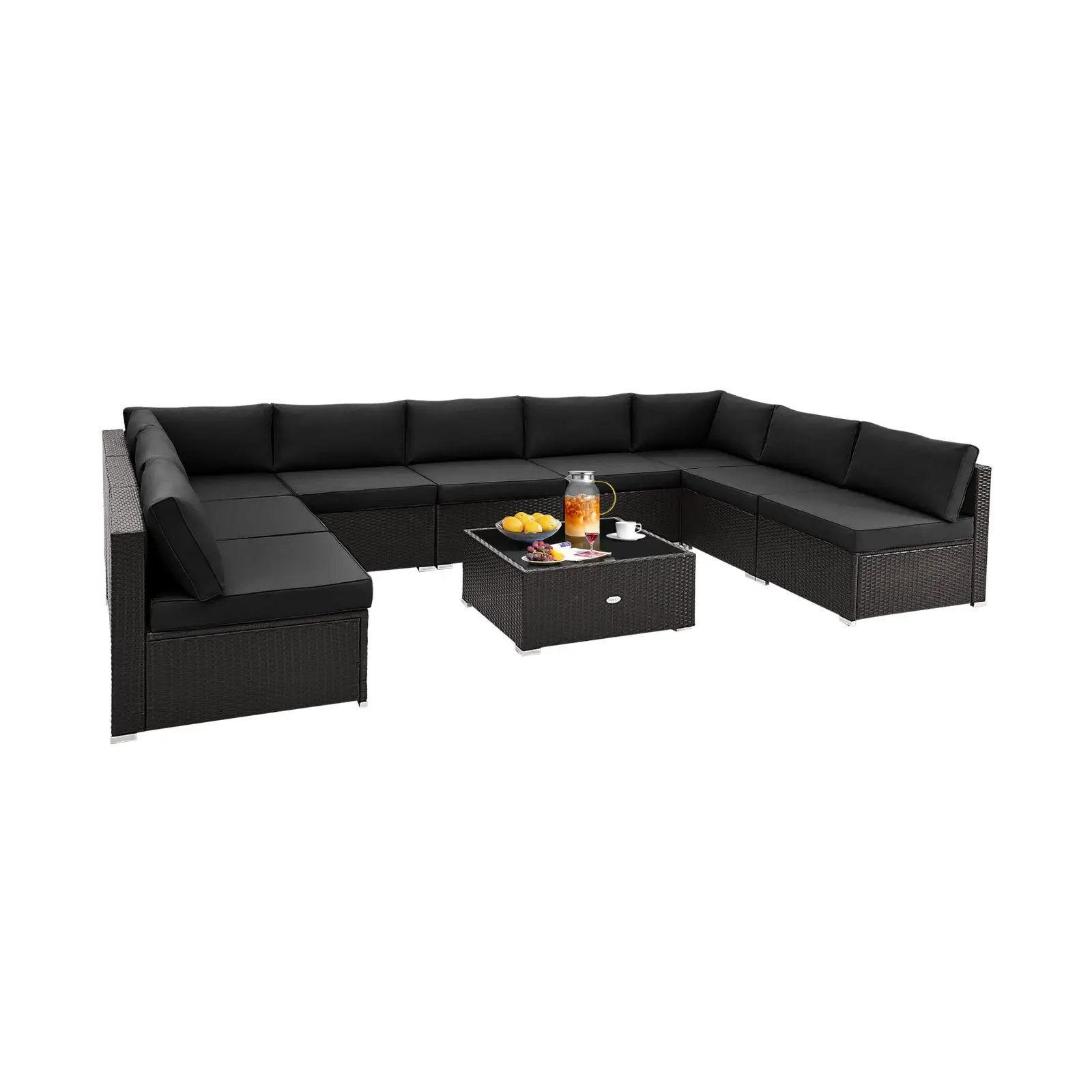 10 Piece Outdoor Wicker Conversation Set with Seat and Back Cushions by DirectDeals