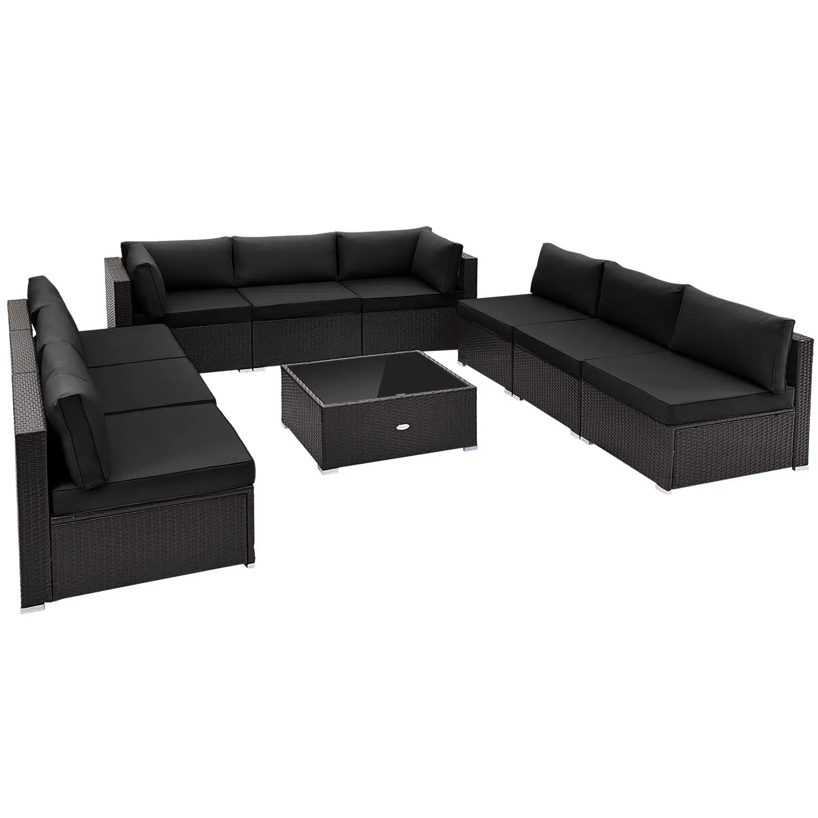 10 Piece Outdoor Wicker Conversation Set with Seat and Back Cushions by DirectDeals