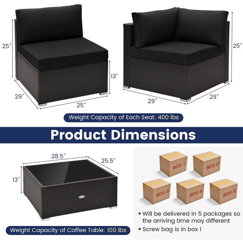 10 Piece Outdoor Wicker Conversation Set with Seat and Back Cushions by DirectDeals