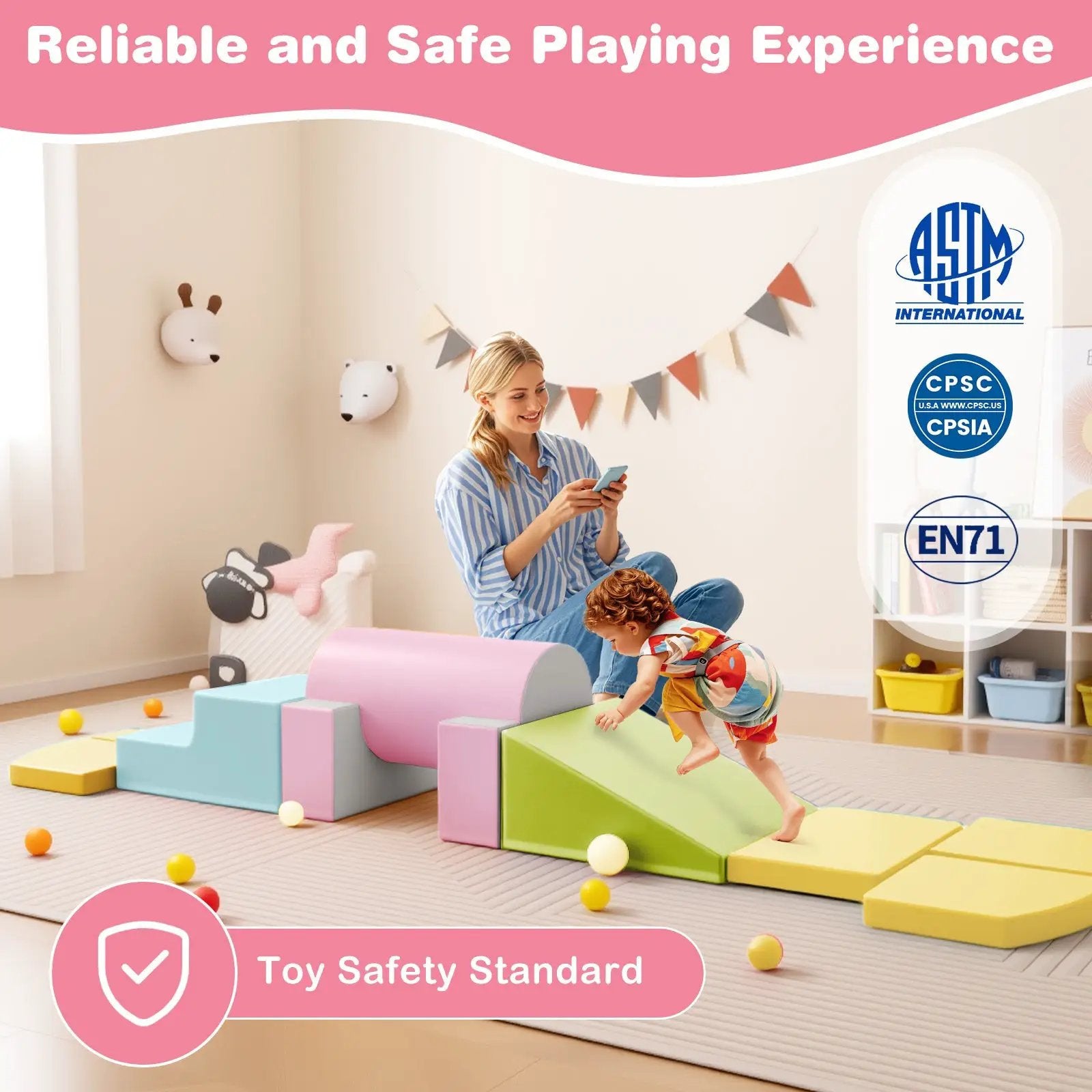 10-Piece Foam Climbing Toys for Toddlers Soft Foam PU Leather Building Blocks by DirectDeals