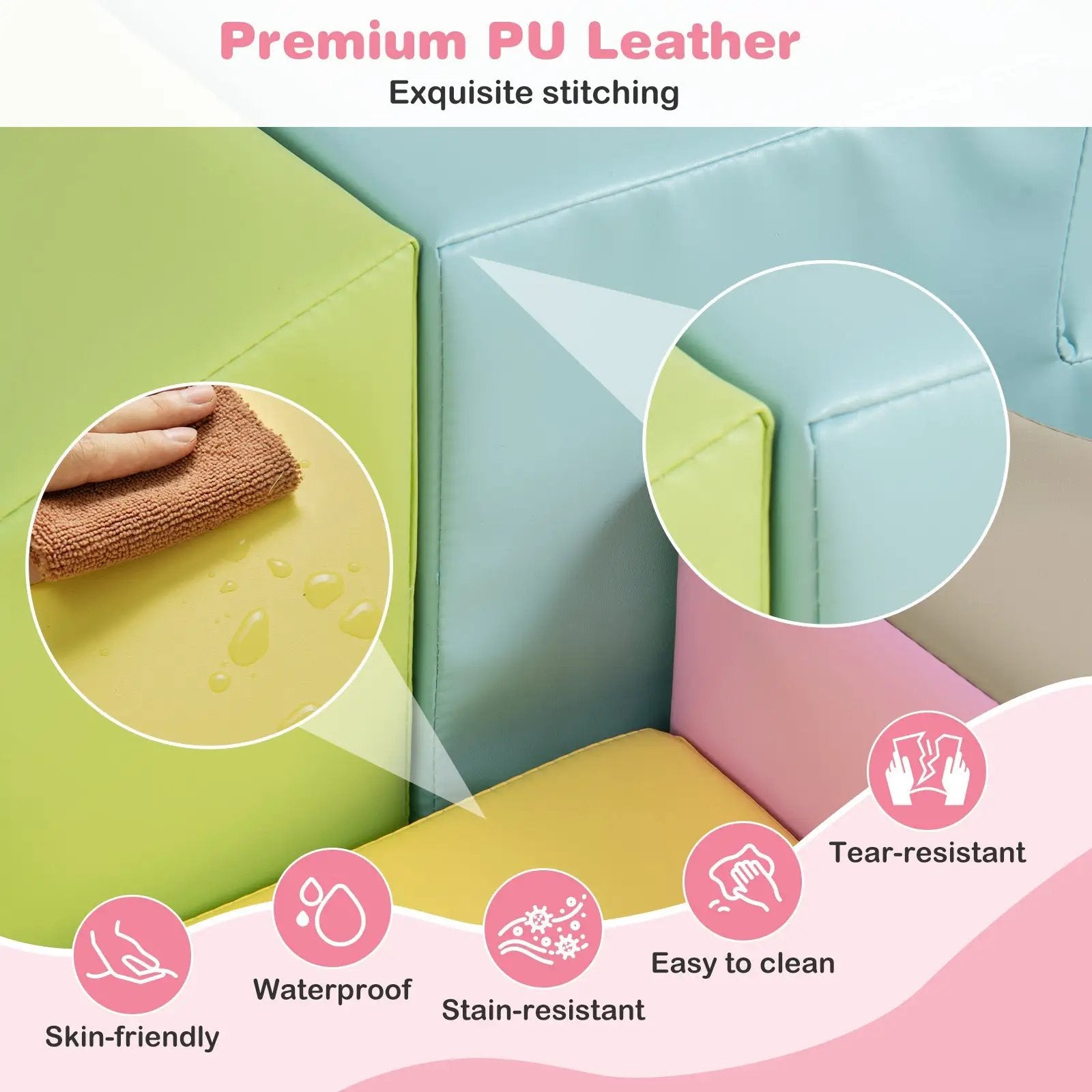10-Piece Foam Climbing Toys for Toddlers Soft Foam PU Leather Building Blocks by DirectDeals
