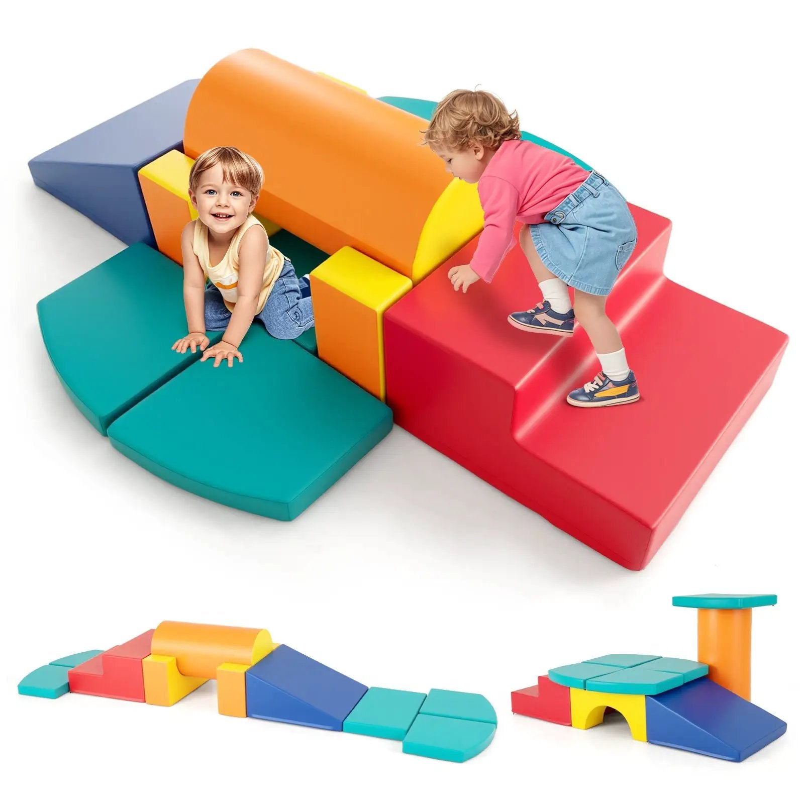 10-Piece Foam Climbing Toys for Toddlers Soft Foam PU Leather Building Blocks by DirectDeals
