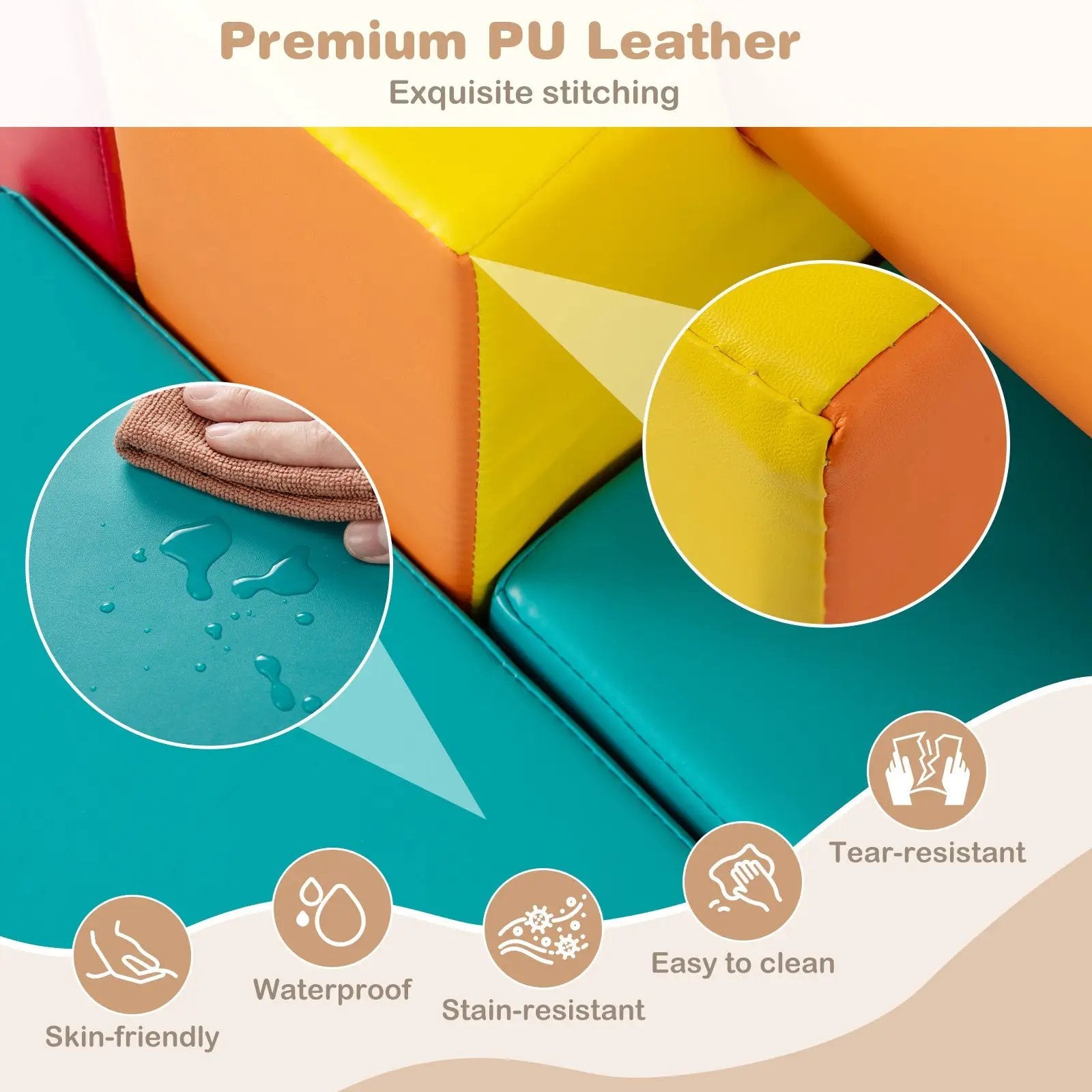 10-Piece Foam Climbing Toys for Toddlers Soft Foam PU Leather Building Blocks by DirectDeals